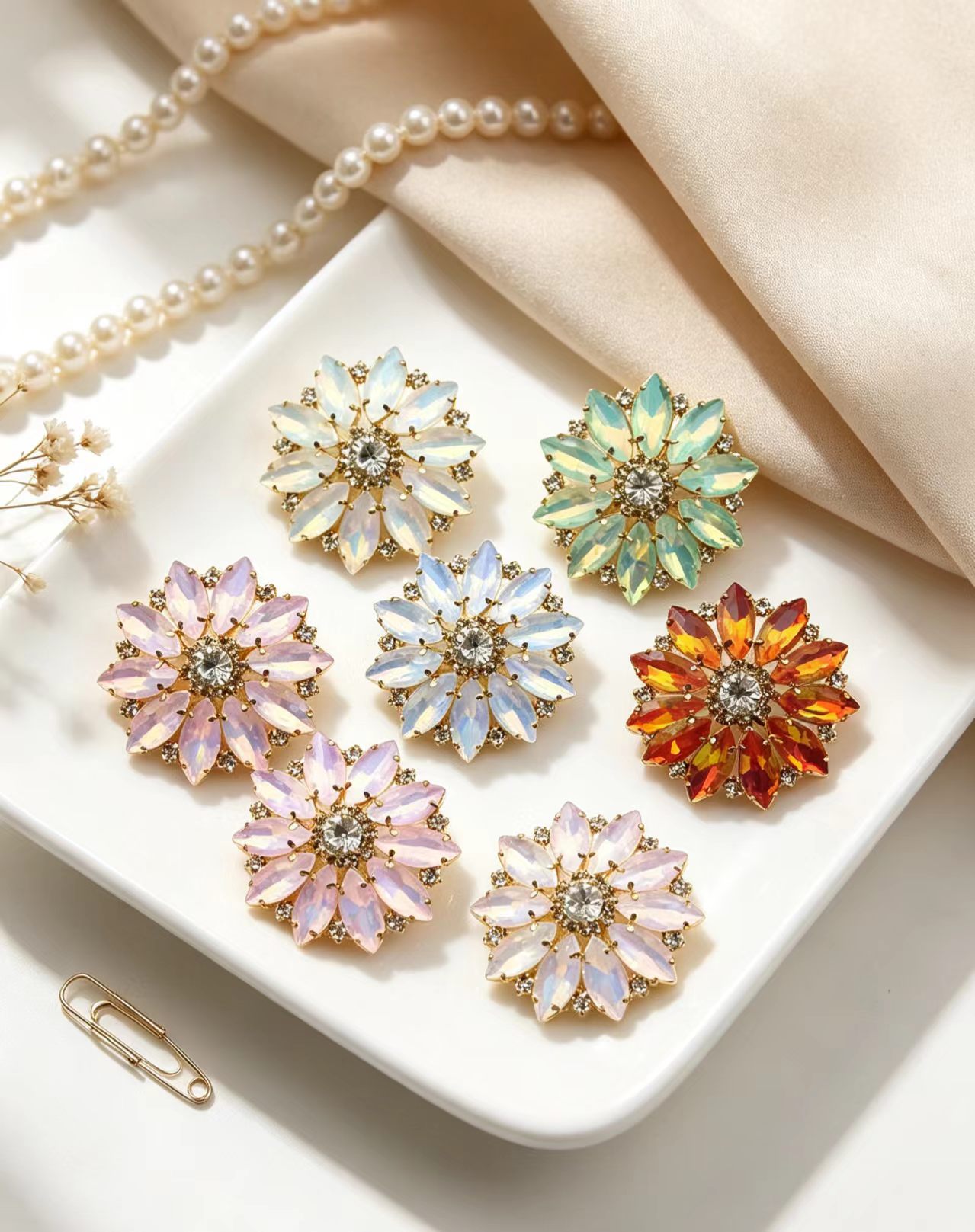 Sew On Rhinestone - Kancing Kristal Resin Bentuk Marquise Warna