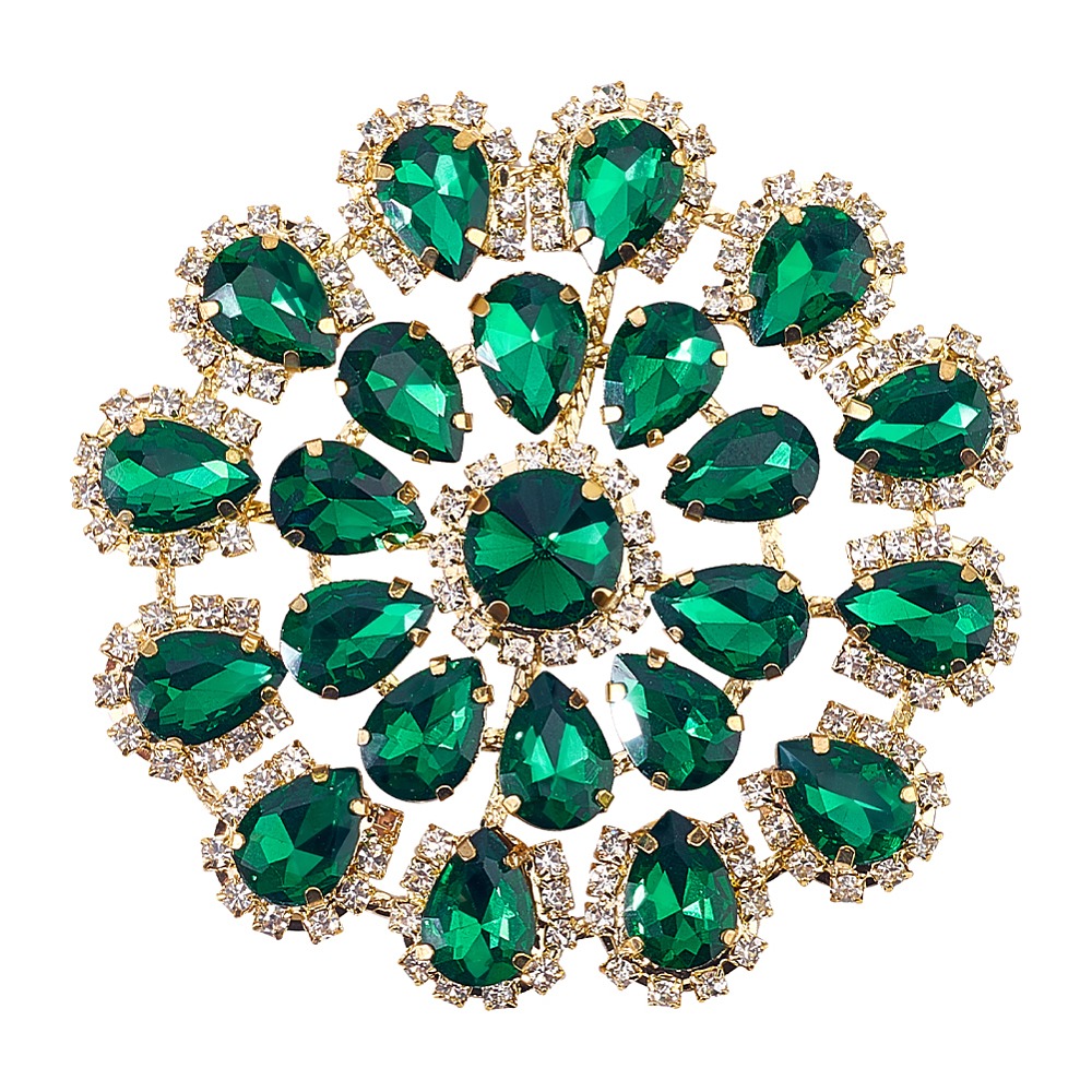 Sew On Rhinestone - Aplikasi Rhinestone Kuningan Bentuk Bunga Bulat