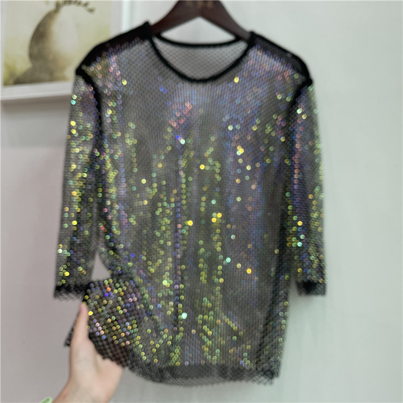 Crystal Mesh Fabric - Kemeja Dasar Suku Kata Elektrik Berlian
