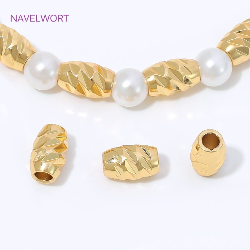 Embroidery Craft - Manik-manik Spacer Bergaris Kuningan 4/6mm Berlapis