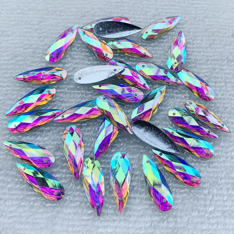 40pcs 8*22mm Rhinestone Putih  - Sew On Rhinestone ulasan dan harga