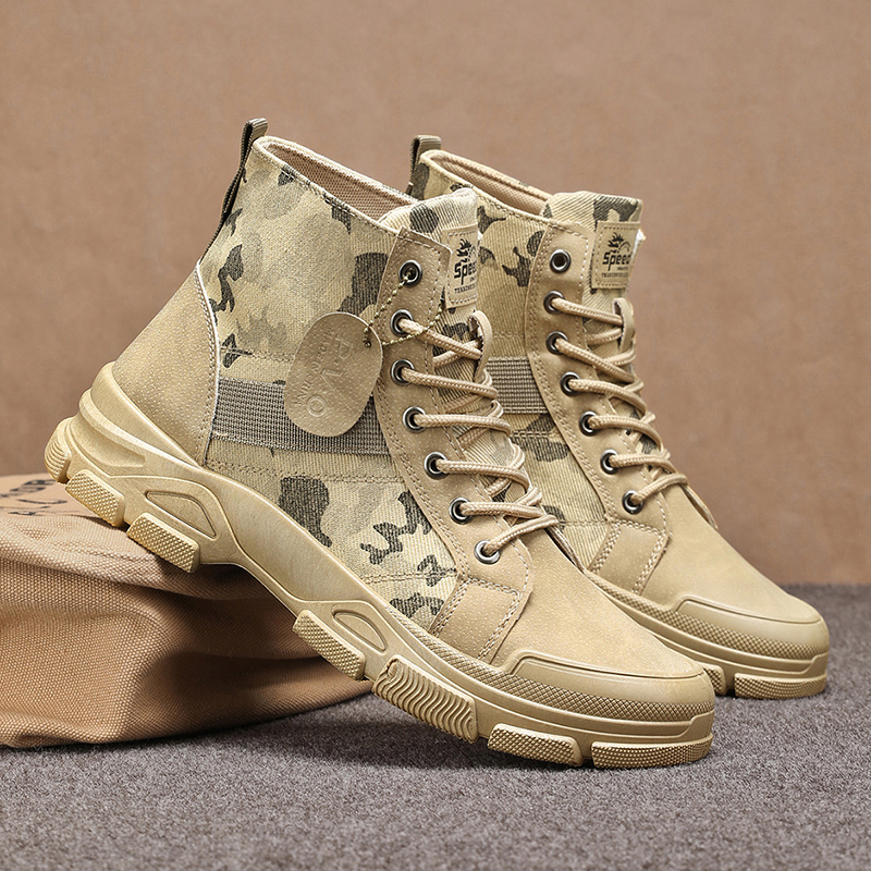 Sepatu Bot Tempur Pria Motif K - Guipure Lace Panel ulasan dan harga