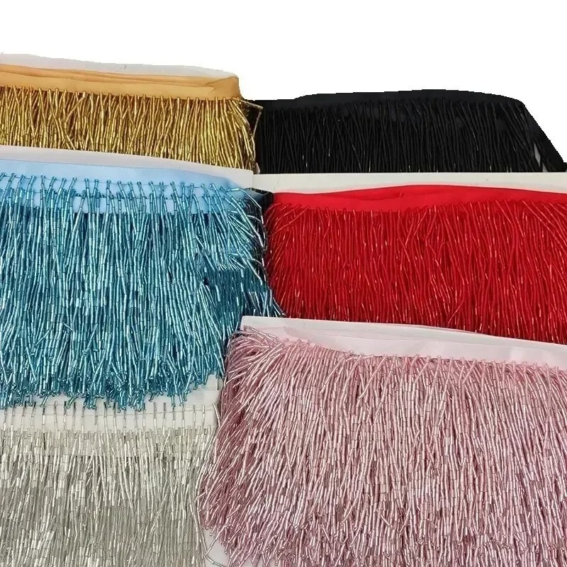 Aksesoris Gaun Rumbai Tabung M - Beaded Trim Fringe ulasan dan harga