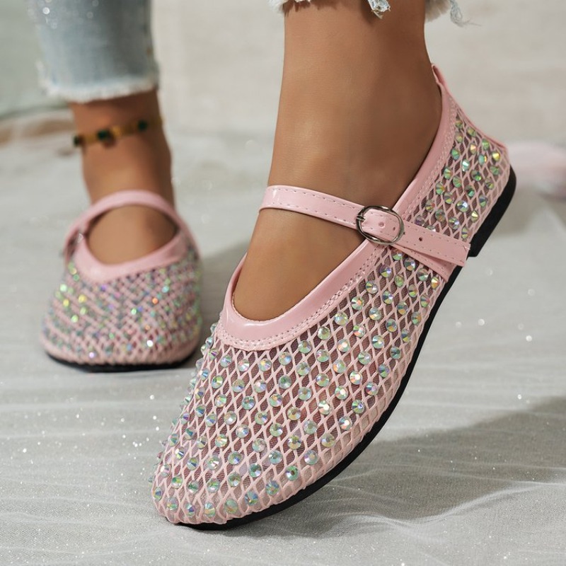 Sepatu Flat Wanita Model Mary  - Crystal Mesh Fabric ulasan dan harga